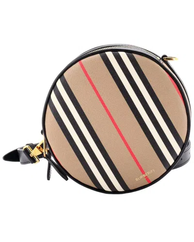 Pre-owned Burberry Louise Round Bag Icon Stripe E- (authentic Pre-loved)