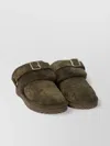 Burberry Womens Khaki Snug Low Sheepskin Mules