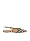 Burberry Check Birdie Slingback Ballerina Flats Women In Sand Ip Check