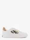 Burberry Men Low-top Leather Sneakers With Check Inserts In White