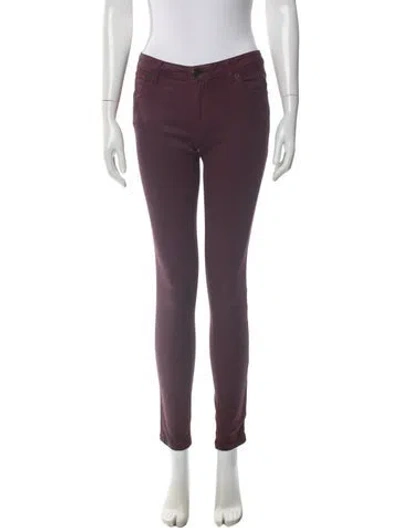 Pre-owned Burberry Low-rise Skinny Leg Jeans In Burgundy