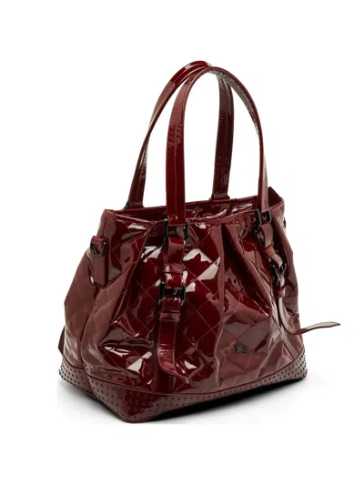 Pre-owned Burberry Lowry Quilted Tote Bag In Red