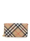 Burberry Beige Check Crossbody Bag In Brown