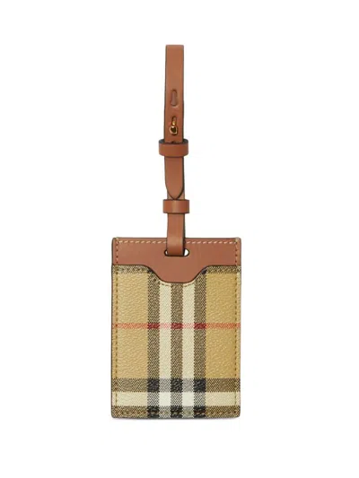 Burberry House-check Leather Luggage Tag In Neutrals