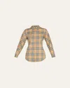 Burberry Ladies Vintage Check Stretch Cotton Button-down Collar Shirt In Archive Beige Ip Chk