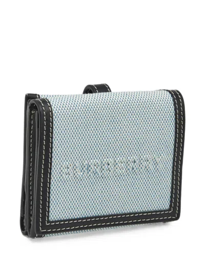 Pre-owned Burberry Luna Canvas Leather Wallet In Blue