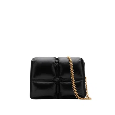 Burberry Luxurious Black Leather Shoulder Bag In Green