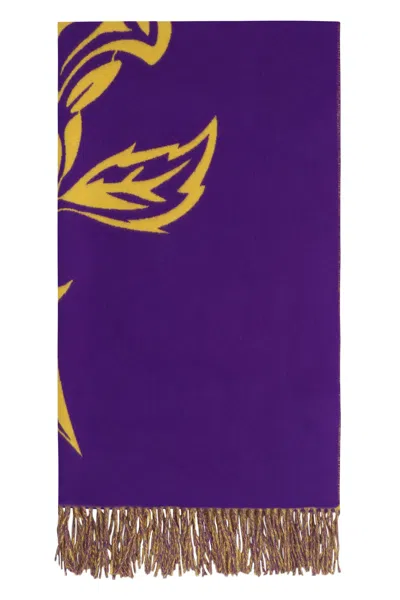 Burberry Luxurious Cashmere Fringed Scarf For Men In Purple