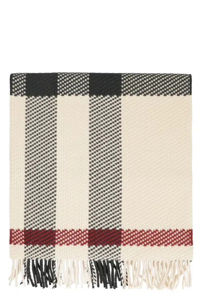 Burberry Luxurious Ivory Wool Scarf For Men In White