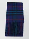 Burberry Luxurious Soft Scarf Fringed Edges In Blue