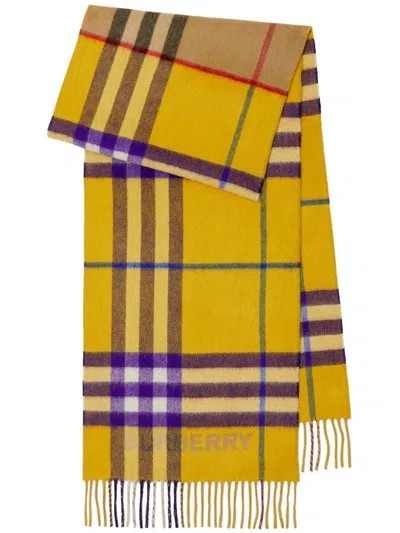 Burberry Luxurious Yellow Cashmere Scarf For Women | Fw23 Collection