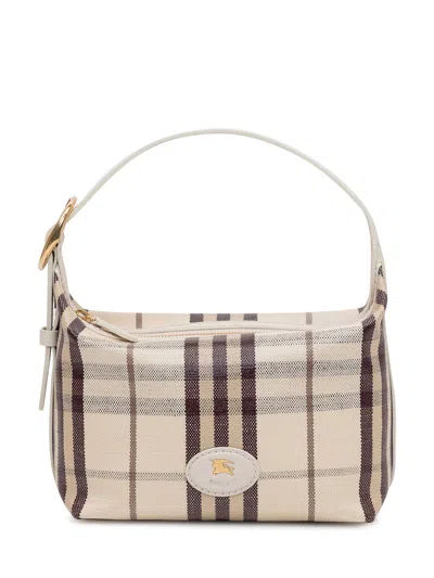 Burberry Luxury Mini Clutch In Soft Fabric And Leather In Neutral
