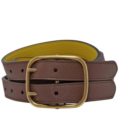 Burberry Lynton Reversible Double-strap Leather Belt In Tan/bright Larch Yellow