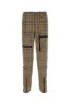 Burberry Cargo Pants Check Pattern In Silk Blend In Gray