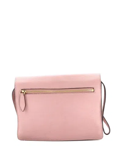 Pre-owned Burberry Macken Leather And House Check Canvas Small Crossbody Bag In Neutral