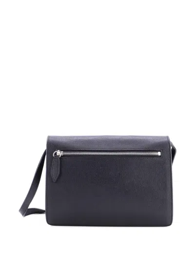 Pre-owned Burberry Macken Leather And Vintage Check Canvas Small Crossbody Bag In Black