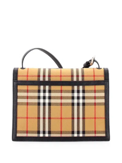 Pre-owned Burberry Macken Vintage Check Canvas Small Crossbody Bag In Black