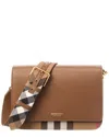 Burberry Mackford Check Canvas & Leather Shoulder Bag In Brown