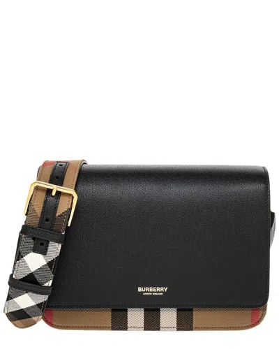 Burberry Mackford House Check Canvas & Leather Bag In Pink