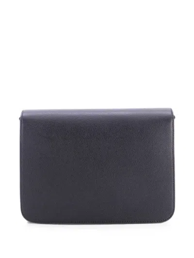 Pre-owned Burberry Mackford Leather And House Check Canvas Small Shoulder Bag In Black