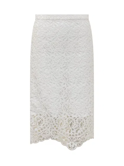 Burberry Macram Ace Pencil Skirt In Optic White