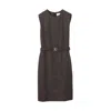 Burberry Macy Ekd Belted Sleeveless Wool Dress