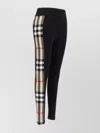 Burberry Womens Black Madden Check-panels Stretch-woven Leggings