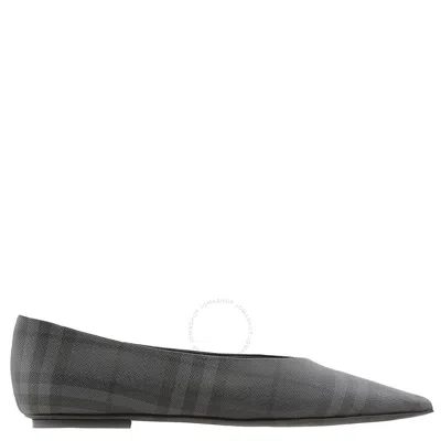 Burberry Madelina Check Ballet Flats In Charcoal In Grey
