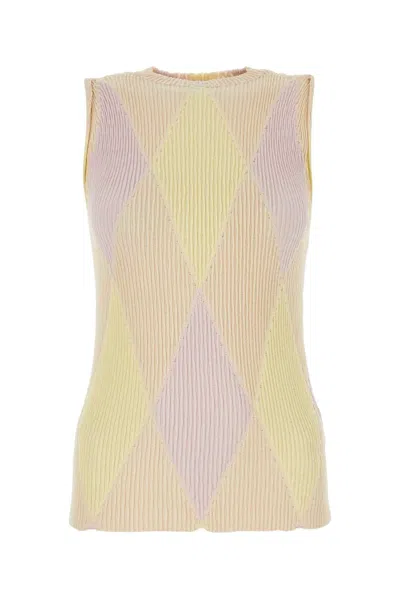 Burberry Argyle Jacquard Cotton-silk Blend Sweater In Multi