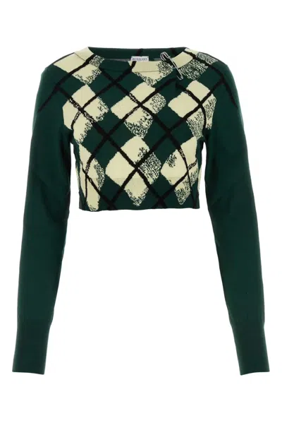 Burberry Argyle-jacquard Cotton Sweater In Green