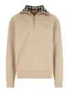 Burberry Organic Cotton Half-zip Sweater In Neutral