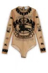 Burberry Ekd Embroidered Stretch Tulle Bodysuit In A1420