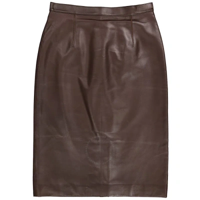 Burberry Mahogany High-waist Tailored Lambskin Pencil Skirt