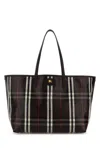 Burberry Embroidered Canvas Medium Highlands Shopping Bag In Brown