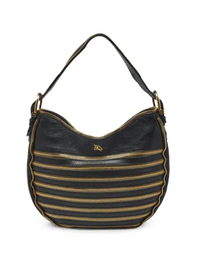 Pre-owned Burberry Malika Zipped Shoulder Bag In Black