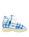 Burberry Checked Drawstring Padded Boots In Blue
