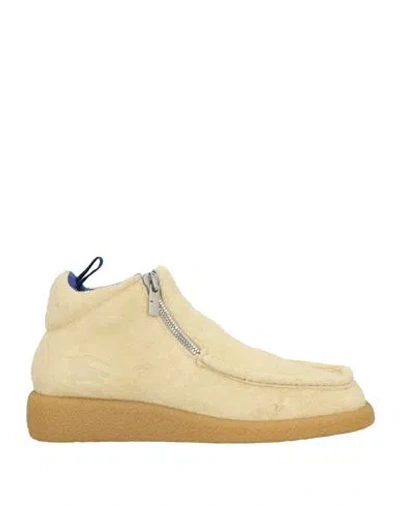 Burberry Man Ankle Boots Cream Size 9 Leather In White