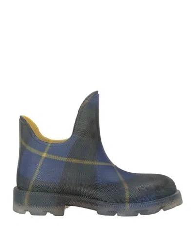 Burberry Marsh Checked Rubber Ankle Boots In Navy