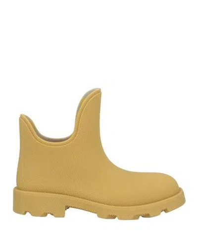 Burberry Man Ankle Boots Ocher Size 9 Rubber In Yellow