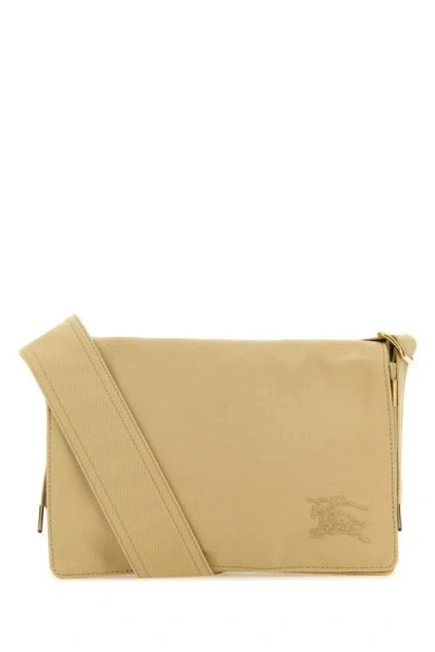 Burberry Man Beige Fabric Trench Crossbody Bag In Brown
