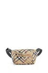 Burberry Small Checked Belt Bag In Beige