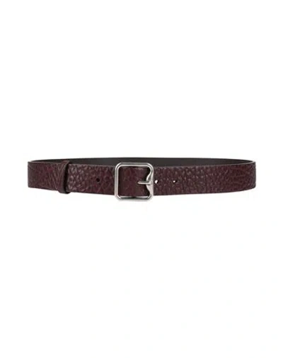 Burberry Man Belt Burgundy Size 38 Calfskin In Red