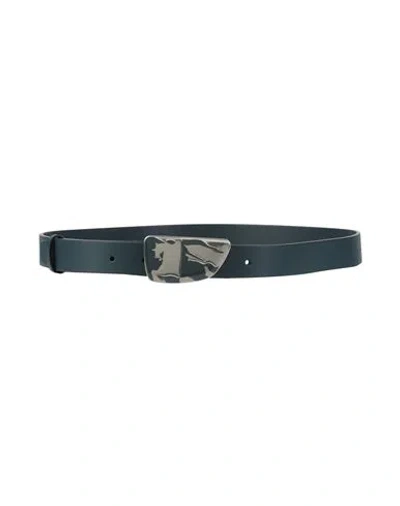 Burberry Man Belt Navy Size 39.5 Calfskin In Blue