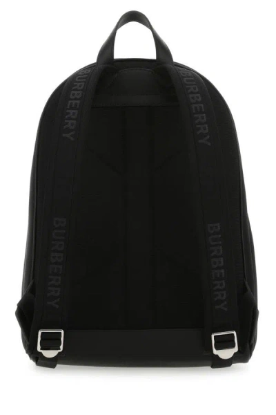 Burberry Man Black Econyl And Leather Backpack