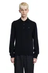 Burberry Ekd Long-sleeve Polo Shirt In Black