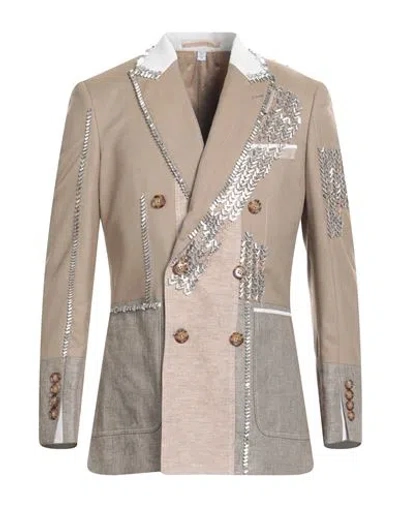 Burberry Man Blazer Beige Size 38 Wool, Cashmere