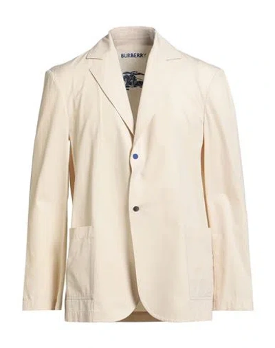 Burberry Man Blazer Beige Size 46 Cotton, Viscose, Polyester In White