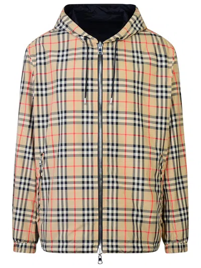 Burberry Reversible Jacket In Beige Polyester In Cream