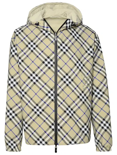 Burberry Reversible Beige Polyester Jacket In Cream