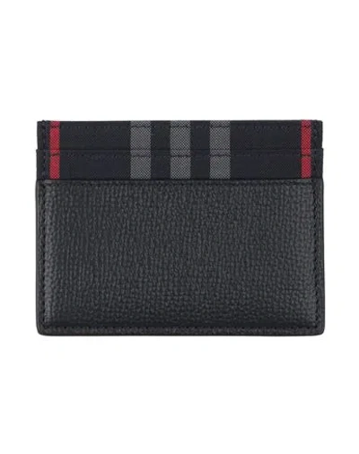 Burberry Man Cardholder Midnight Blue Size - Calfskin, Textile Fibers
